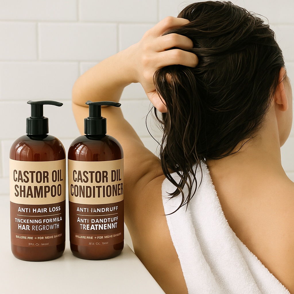 Castor Oil Shampoo and Conditioner - An Anti Hair Loss Set Thickening formula For Hair Regrowth, Anti Thinning Sulfate Free For Men & Women Anti Dandruff Treatment - 16 oz