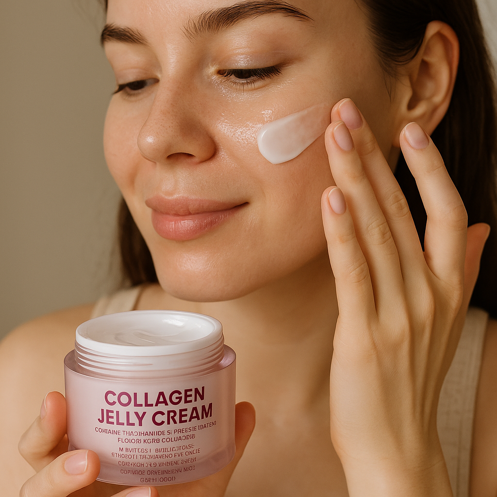 Collagen Jelly Cream - Contains Niacinamide & Freeze Dried Hydrolyzed Collagen -Elasticity & Hydration - Reduce Fine Lines & Dullness - Korean Glass-Shiny Skin Suitable for All Skin Types (3.38 Fl.Oz)