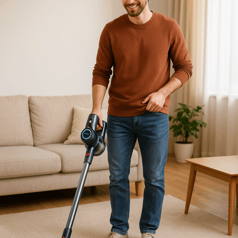 Cordless Vacuum Cleaner, 600W 50KPA 65Mins Cordless Stick Vacuum Cleaner With Touch Screen, Self-Standing,Wall Mount Charging, Handheld Vacuum Cleaners for Home/Pet Hair/Carpets/Hard Floors(X7A) Review by Sam