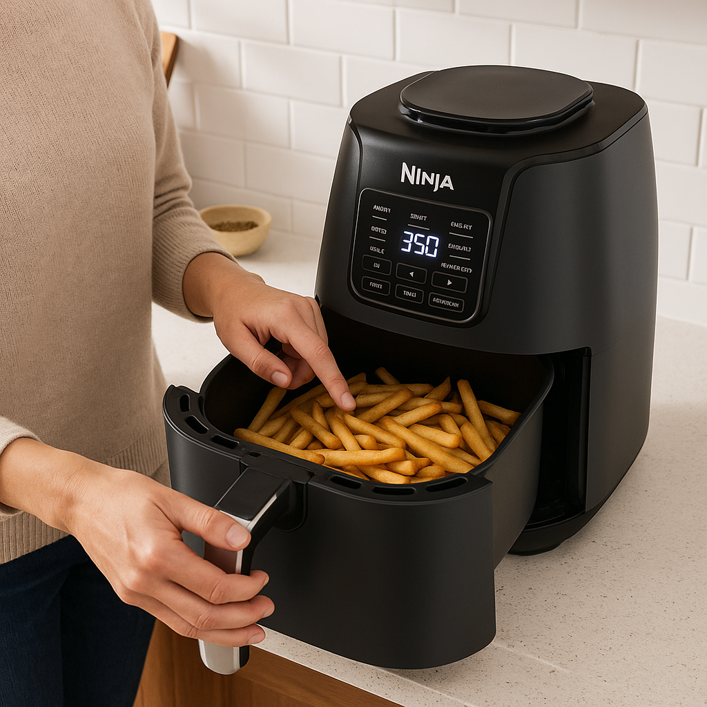 Ninja Air Fryer Pro 5-in-1, 5 QT Capacity, Air Fry, Bake, Roast, Reheat, and Dehydrate, Air Crisp Technology, Nonstick Basket & Crisper Plate, Black, AF142