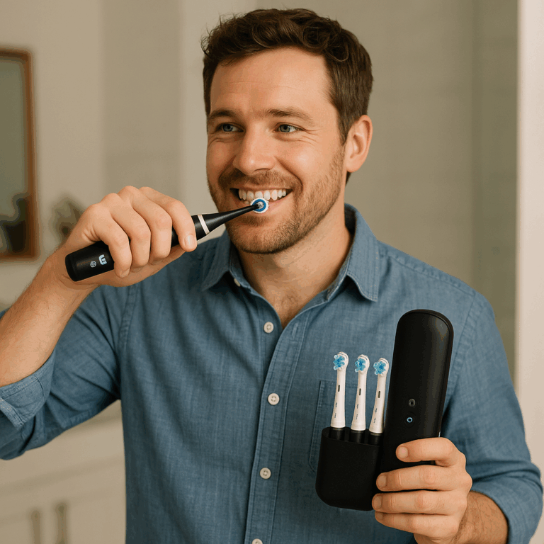 Oral-B iO Series 10 Rechargeable Electric Toothbrush with Visible Pressure Sensor to Protect Gums, 2 Min Timer, 7 Cleaning Settings, 4 Replacement Toothbrush Heads, and Charging Travel Case, Black Review by Sam