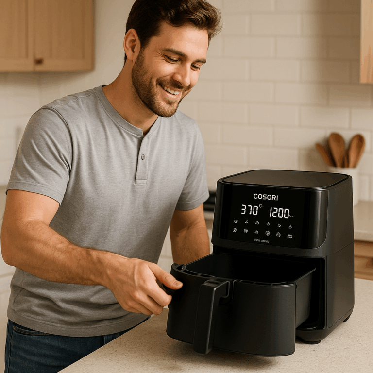 Cosori 9-in-1 TurboBlaze Air Fryer 6 Qt, Premium Ceramic Coating, 90°–450°F, Precise Heating for Even Results, Air Fry, Roast, Bake, Broil, Dry, Frozen, Proof, Reheat, Keep Warm, 120V Review by Sam