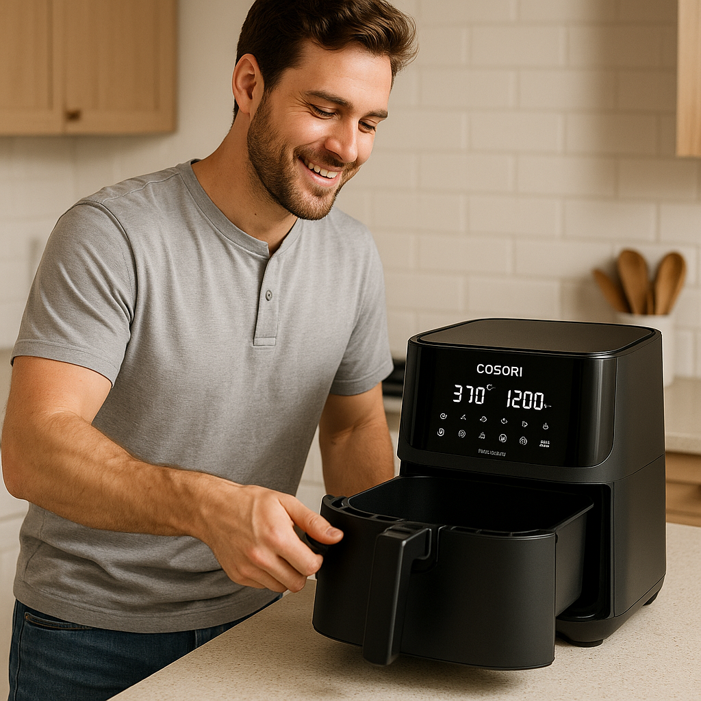 Cosori 9-in-1 TurboBlaze Air Fryer 6 Qt, Premium Ceramic Coating, 90°–450°F, Precise Heating for Even Results, Air Fry, Roast, Bake, Broil, Dry, Frozen, Proof, Reheat, Keep Warm, 120V
