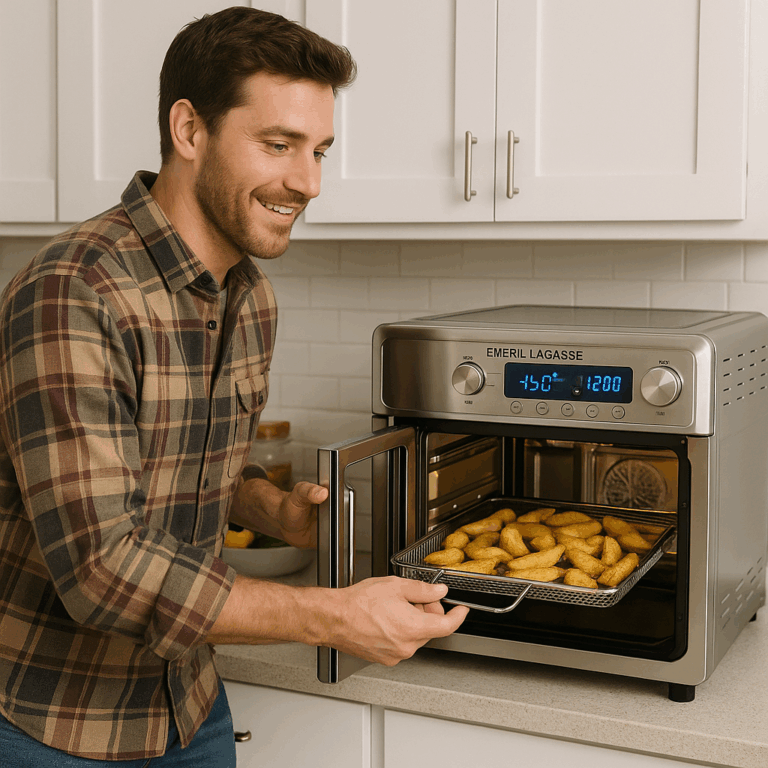 Emeril Lagasse Extra Large French Door Air Fryer Toaster Oven Combo, 24 Cooking Functions and Digital Controls, 7 Accessories Included, Stainless Steel Finish, 26QT Capacity Review by Sam