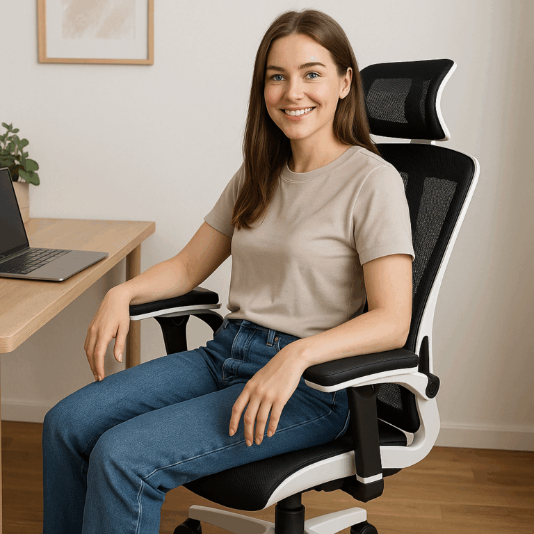 TRALT Office Chair Ergonomic Desk Chair, 330 LBS Home Mesh Office Desk Chairs with Wheels, Comfortable Gaming Chair, High Back Office Chair for Long Hours (Black & White) Review by Laura