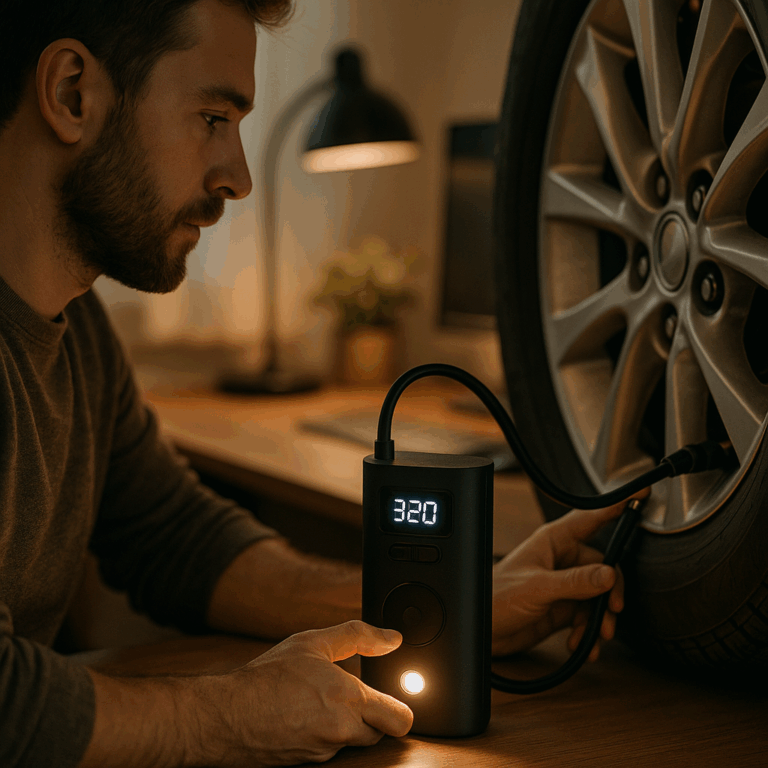 irmoto Tire Inflator Portable Air Compressor – Air Pump For Car Tires with Digital Pressure Gauge, LED Light and Auto Shut-Off Function – Cordless Pump for Car, Motorcycle, Bicycle, Balls and More Review