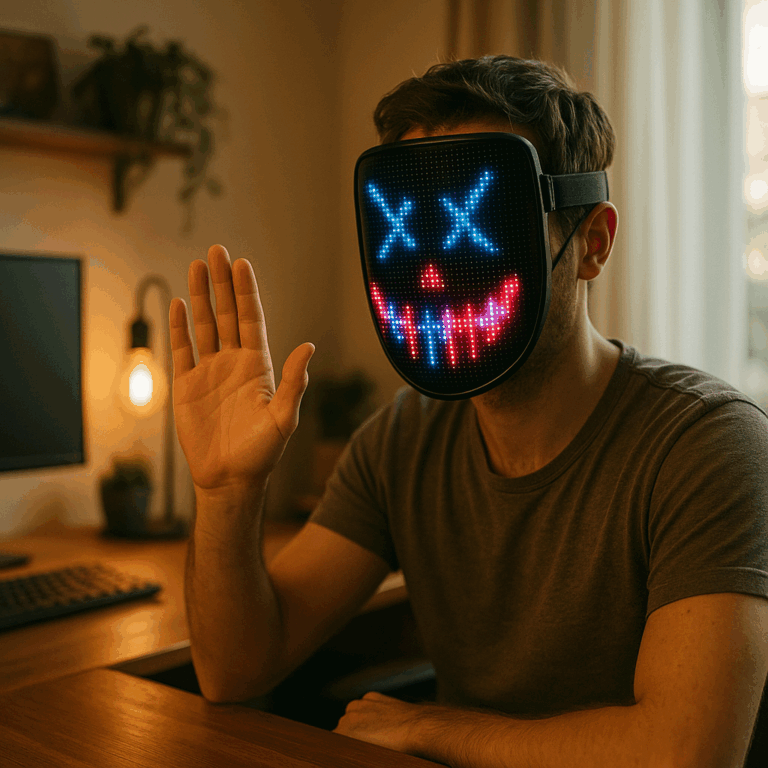 Led Mask with Gesture Sensing,Light up mask for Kids/Men/Women LED Halloween Mask for Costume Cosplay Party Review