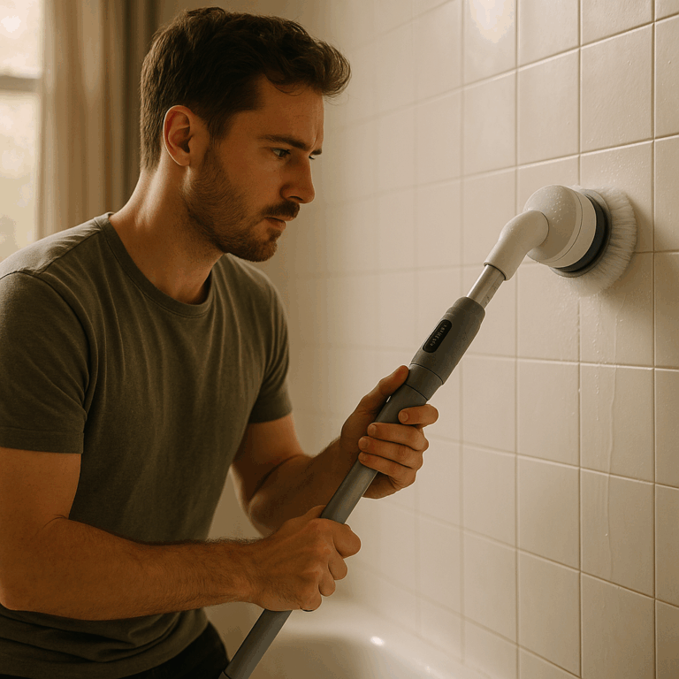 TUYU Electric Spin Scrubber, Full-Body IPX7 Waterproof Bathroom Scrubber with Power LCD Display, Adjustable Extension Handle, Cordless Shower Cleaner Brush for Bathtub Kitchen Wall Cleaning Review