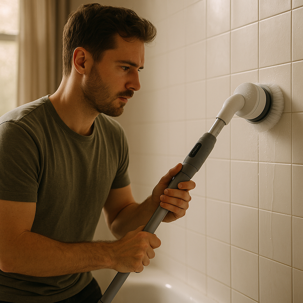 TUYU Electric Spin Scrubber, Full-Body IPX7 Waterproof Bathroom Scrubber with Power LCD Display, Adjustable Extension Handle, Cordless Shower Cleaner Brush for Bathtub Kitchen Wall Cleaning Review TUYU Electric Spin Scrubber, Full-Body IPX7 Waterproof Bathroom Scrubber with Power LCD Display, Adjustable Extension Handle, Cordless Shower Cleaner Brush for Bathtub Kitchen Wall Cleaning